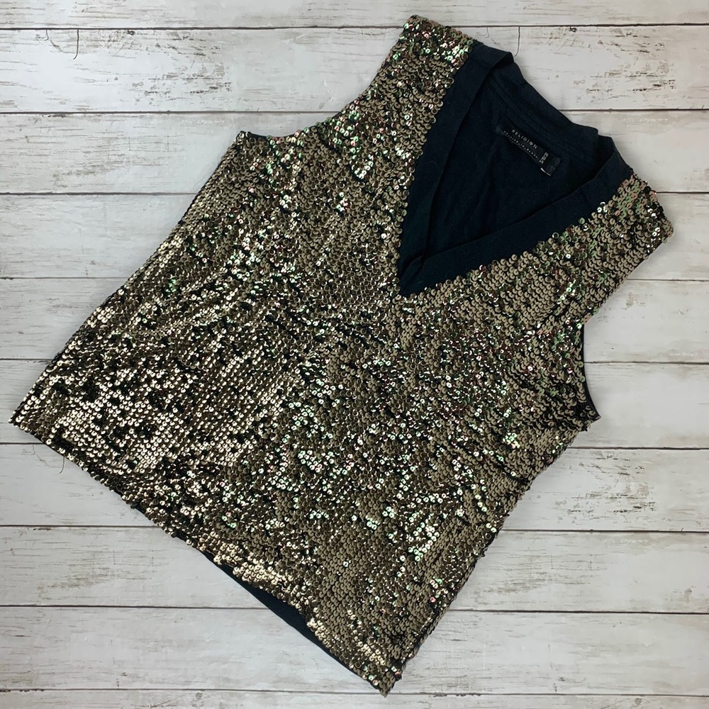 Religion gold Sequin badass Vest size S oversized